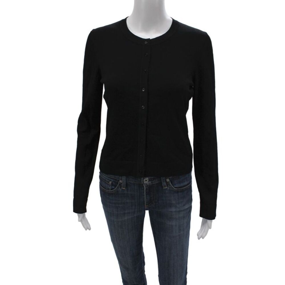 Alaia Women Cardigan Black Viscose Long Sleeve Round Neck Size L